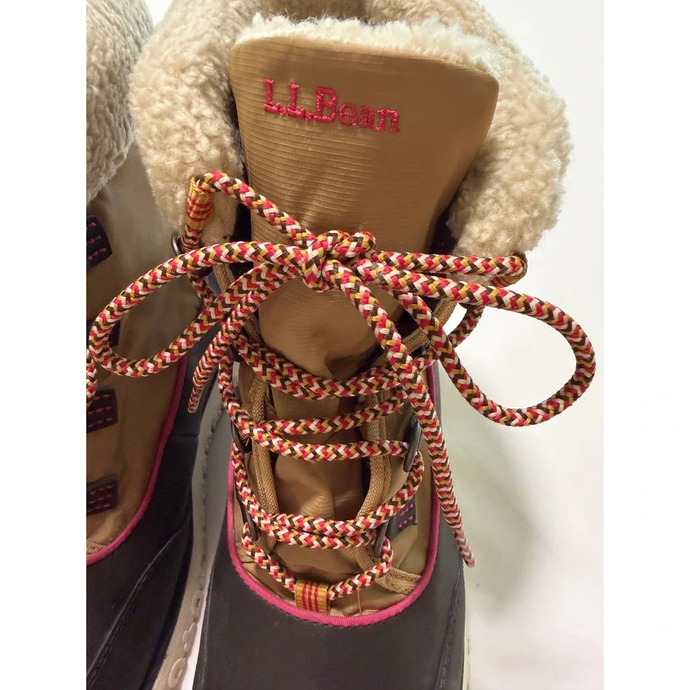 LL Bean Ultrasoft Insulated Winter Boots Brown Tan Pink 504631 Womens 9.5 M
